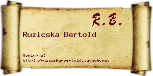Ruzicska Bertold névjegykártya